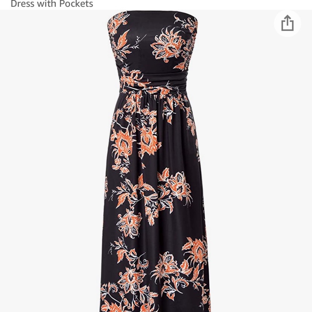 GRACE KARIN Women Strapless Casual Loose Ruched Long Maxi Dress with Pockets
